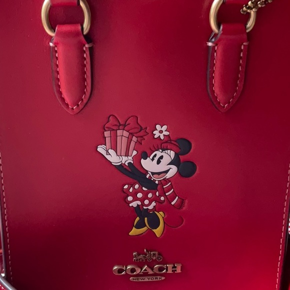 🎁 DISNEY X COACH NORTH SOUTH MINI TOTE WITH MINNIE MOUSE AND CARD CASE 🎁 - Picture 12 of 16